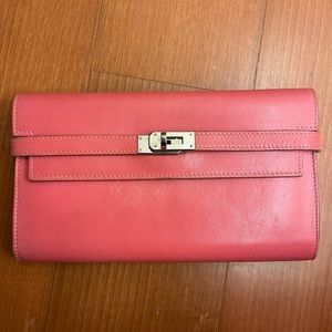 SOLD🔸Hermes Kelly Long Wallet Pink with Palladium Hardware